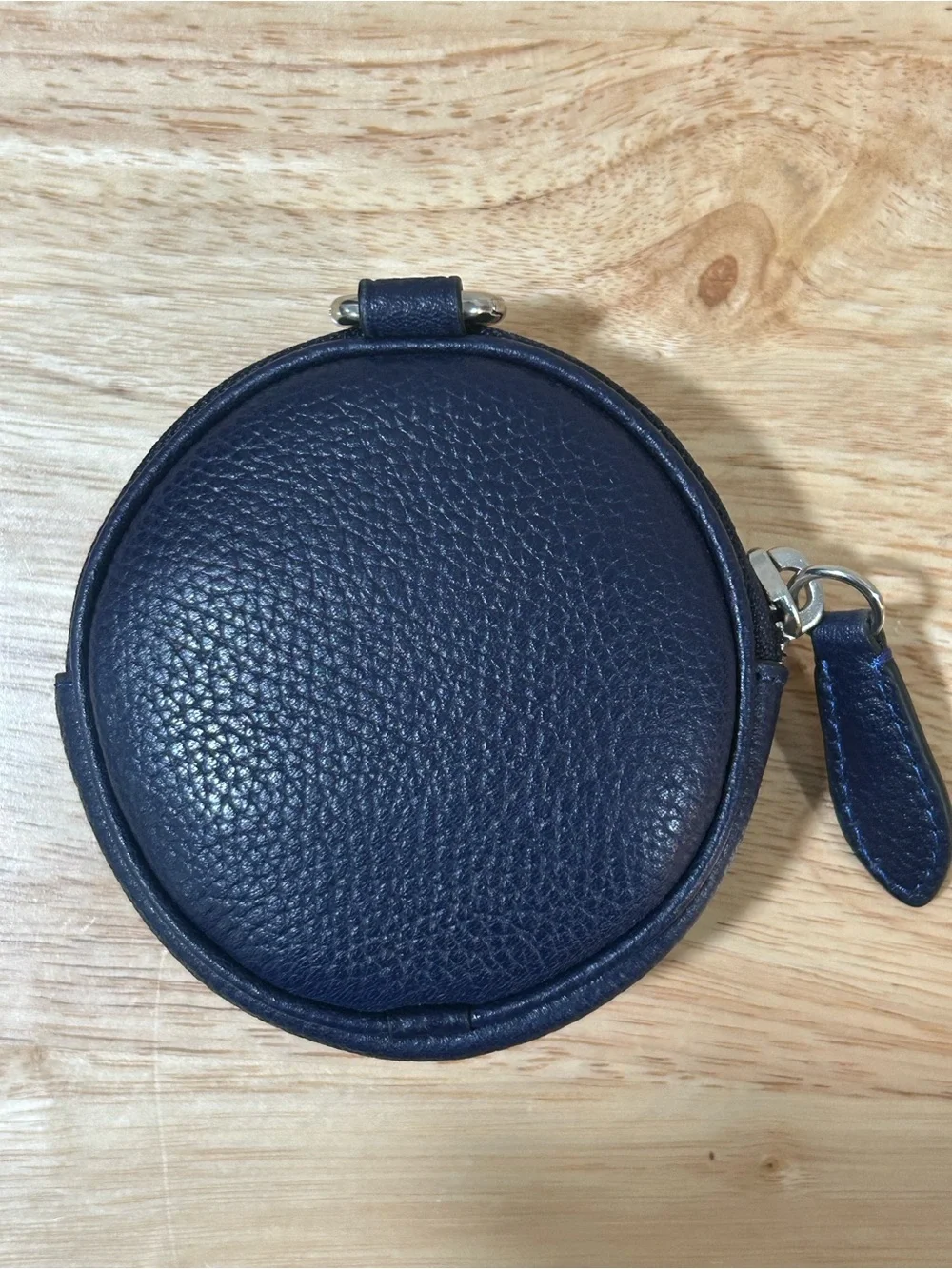 Coach Round Pebbled Leather Coin Pouch - Navy Blue